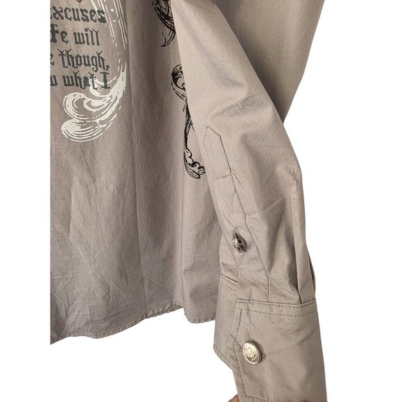 Russo Spirit Shirt Men 3XL Gothic Crest Wing Graphic Btn Up Y2K Affliction Style - Picture 9 of 12